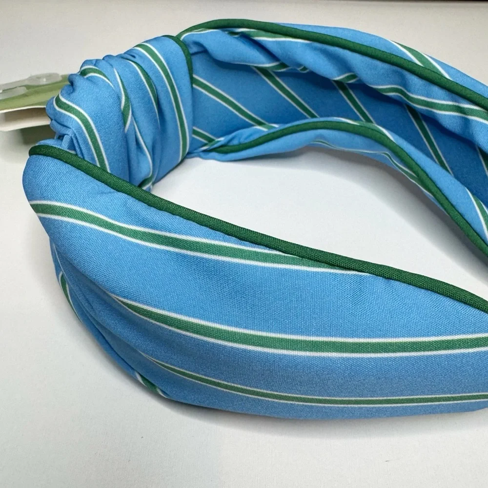 Piper K Blue Green Striped Headband Preppy Knot NWT One Size Chic Academia